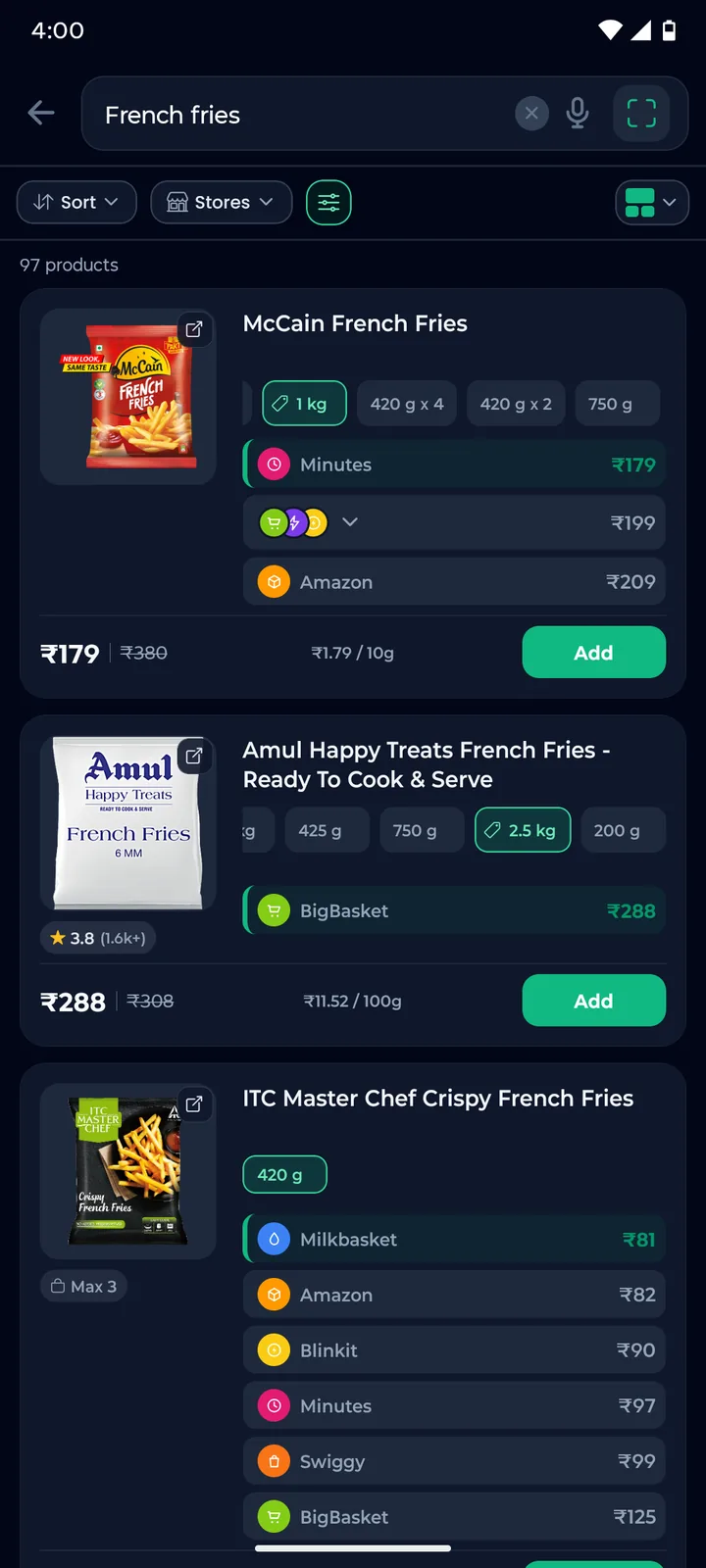 Rozmo App Live Price Comparison